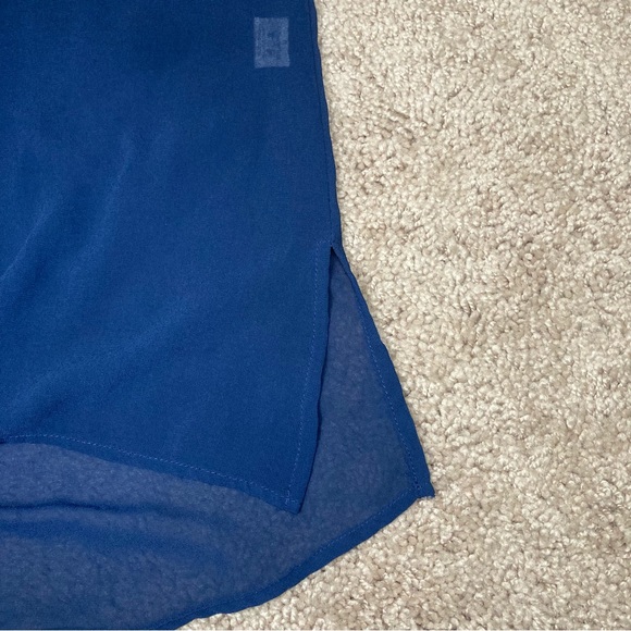 Paper Crane Women’s Semi Sheer Parachute Sleeveless Blouse Blue Top Medium Size - Picture 8 of 11